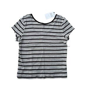 Nu-IN Striped Tee Low Back Brown White ( M )